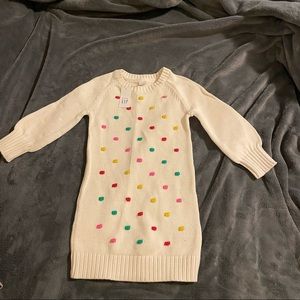 Sz 4T Knit Sweater Dress with rainbow pompom